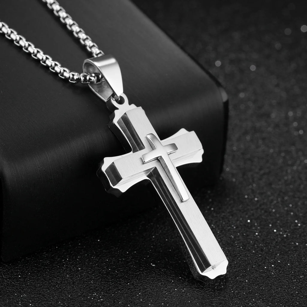 3D Fashion Cross Pendant Necklaces for Men 
