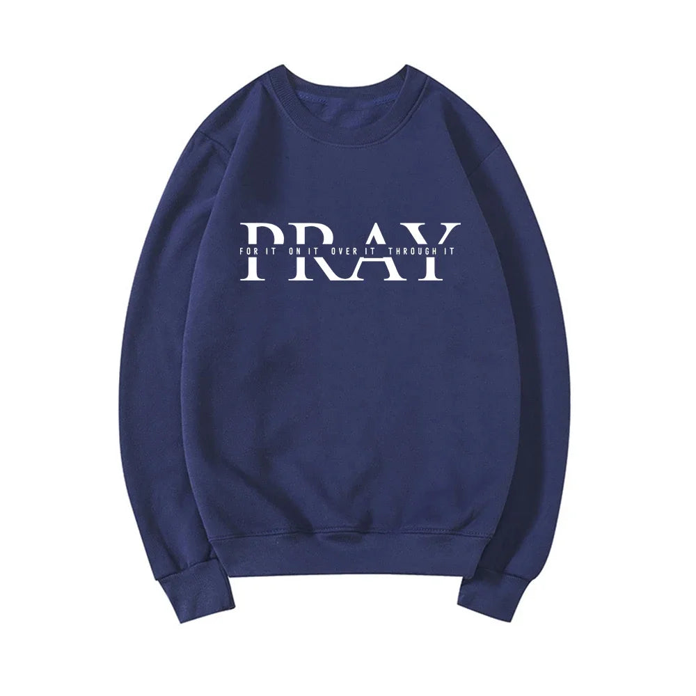 Christian Pray Sweatshirt Religious Sweater Women Long Sleeve