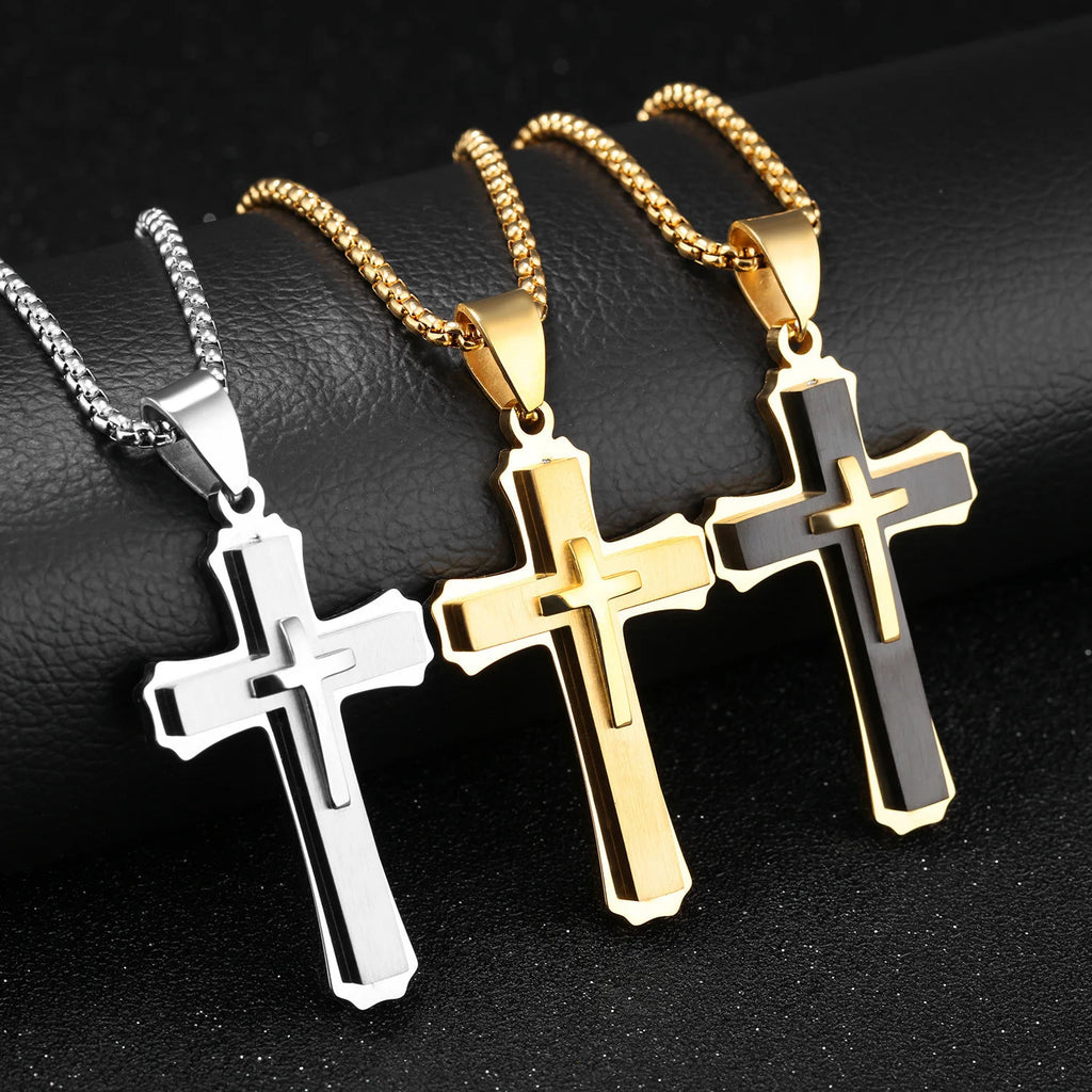 3D Fashion Cross Pendant Necklaces for Men 