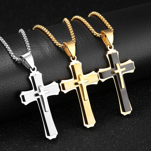 3D Fashion Cross Pendant Necklaces for Men 