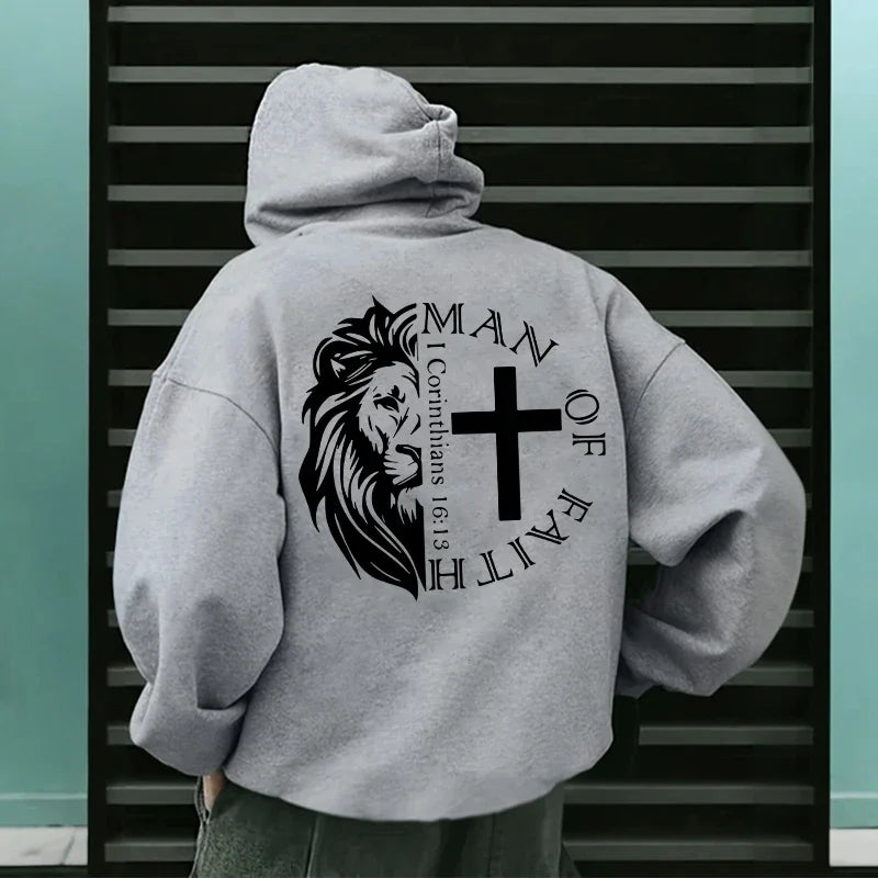 Man off Faith Lion Print Hoody Outerwear