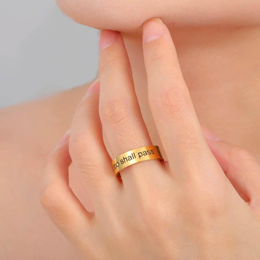 Hebrew Letter Ring “This Too Shall Pass” Bible Verse Blessing Ring Jewish Passover