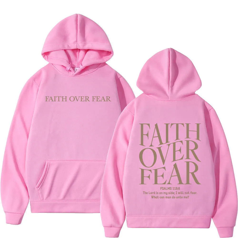 Faith over Fear Christian Hoodie for Autumn