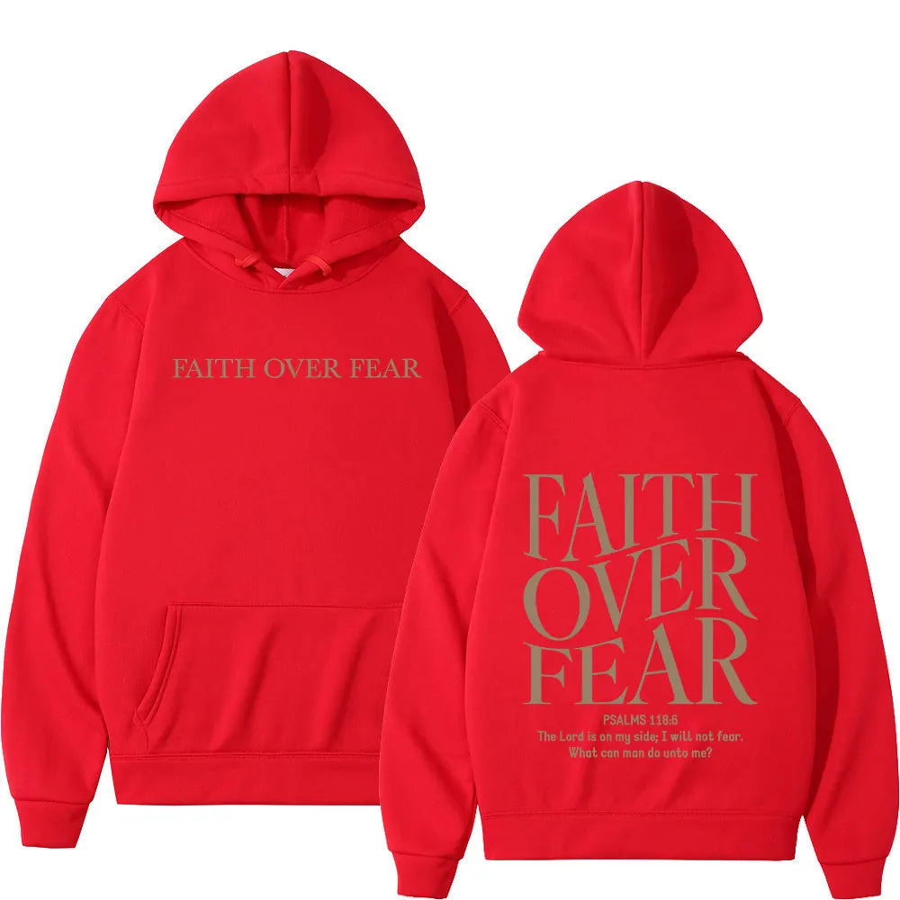 Faith over Fear Christian Hoodie for Autumn