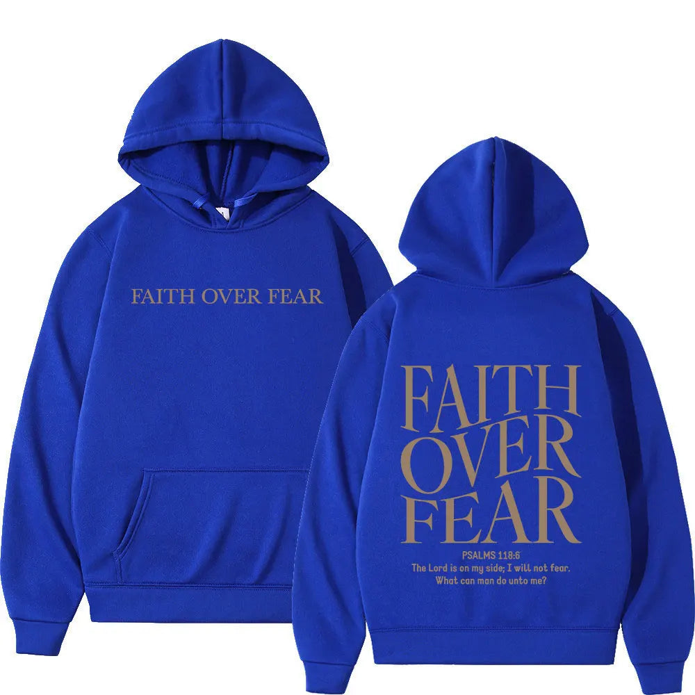 Faith over Fear Christian Hoodie for Autumn