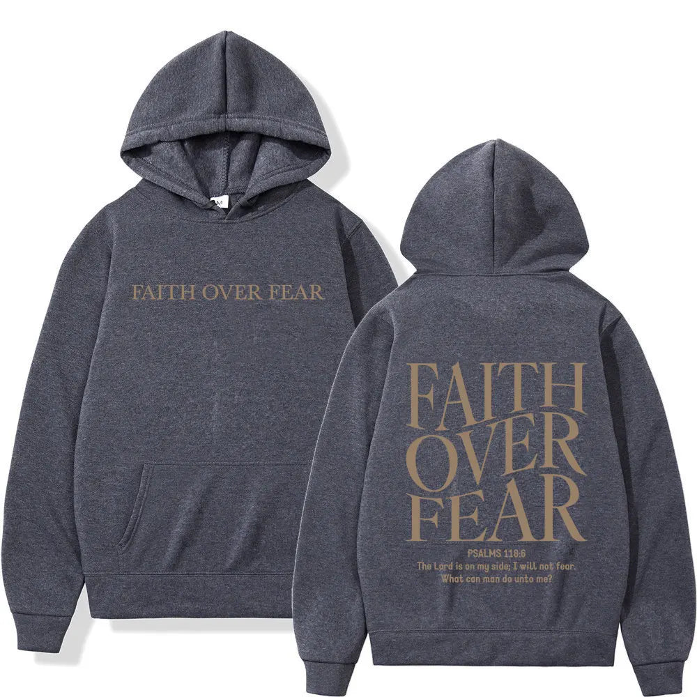 Faith over Fear Christian Hoodie for Autumn
