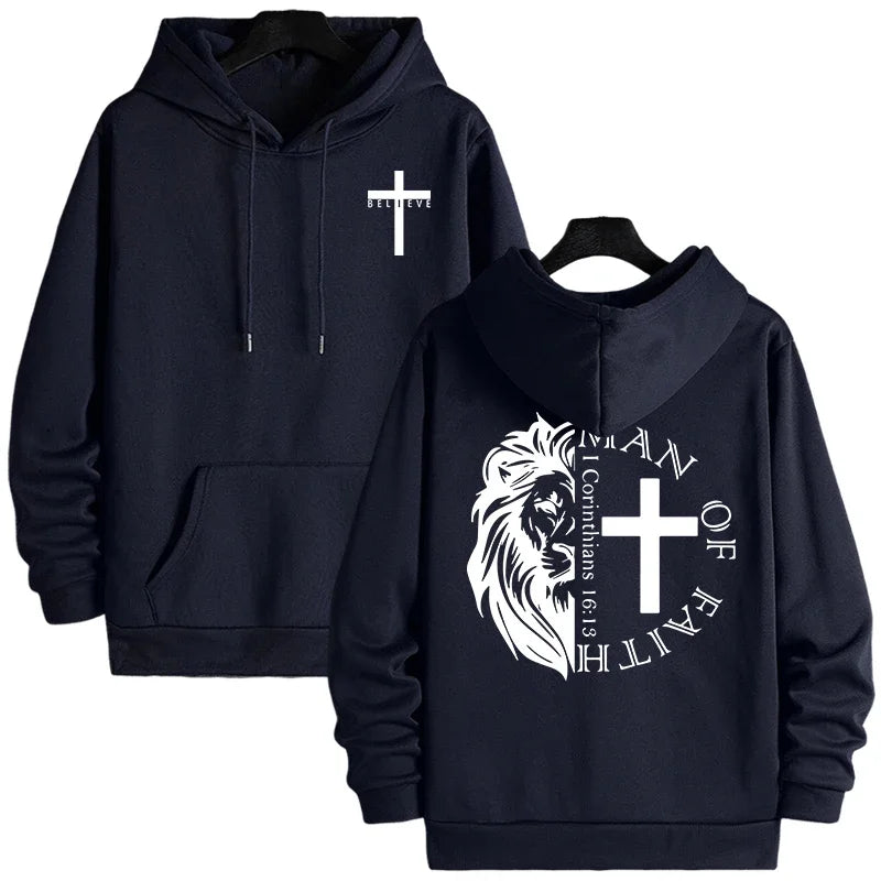 Man off Faith Lion Print Hoody Outerwear
