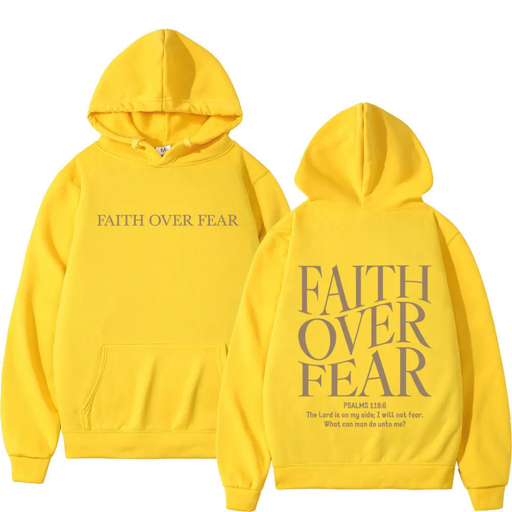 Faith over Fear Christian Hoodie for Autumn