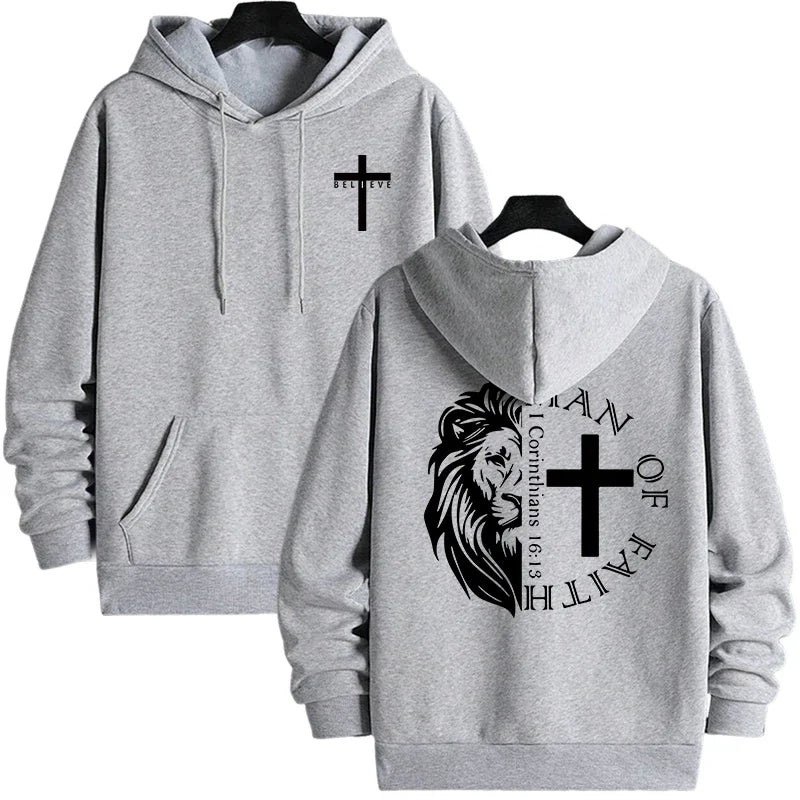 Man off Faith Lion Print Hoody Outerwear