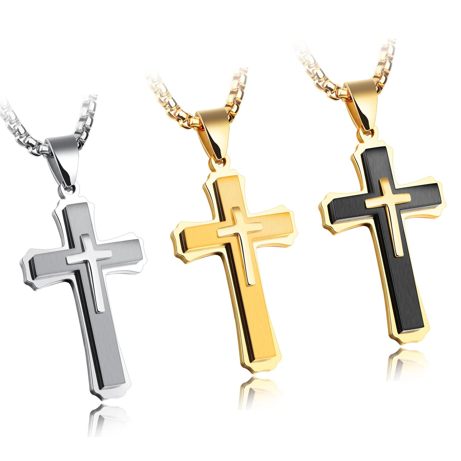 3D Fashion Cross Pendant Necklaces for Men 
