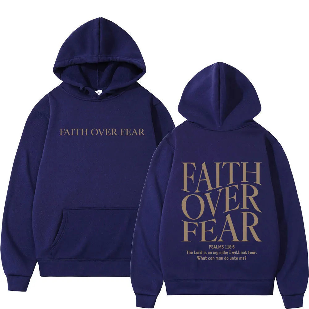 Faith over Fear Christian Hoodie for Autumn
