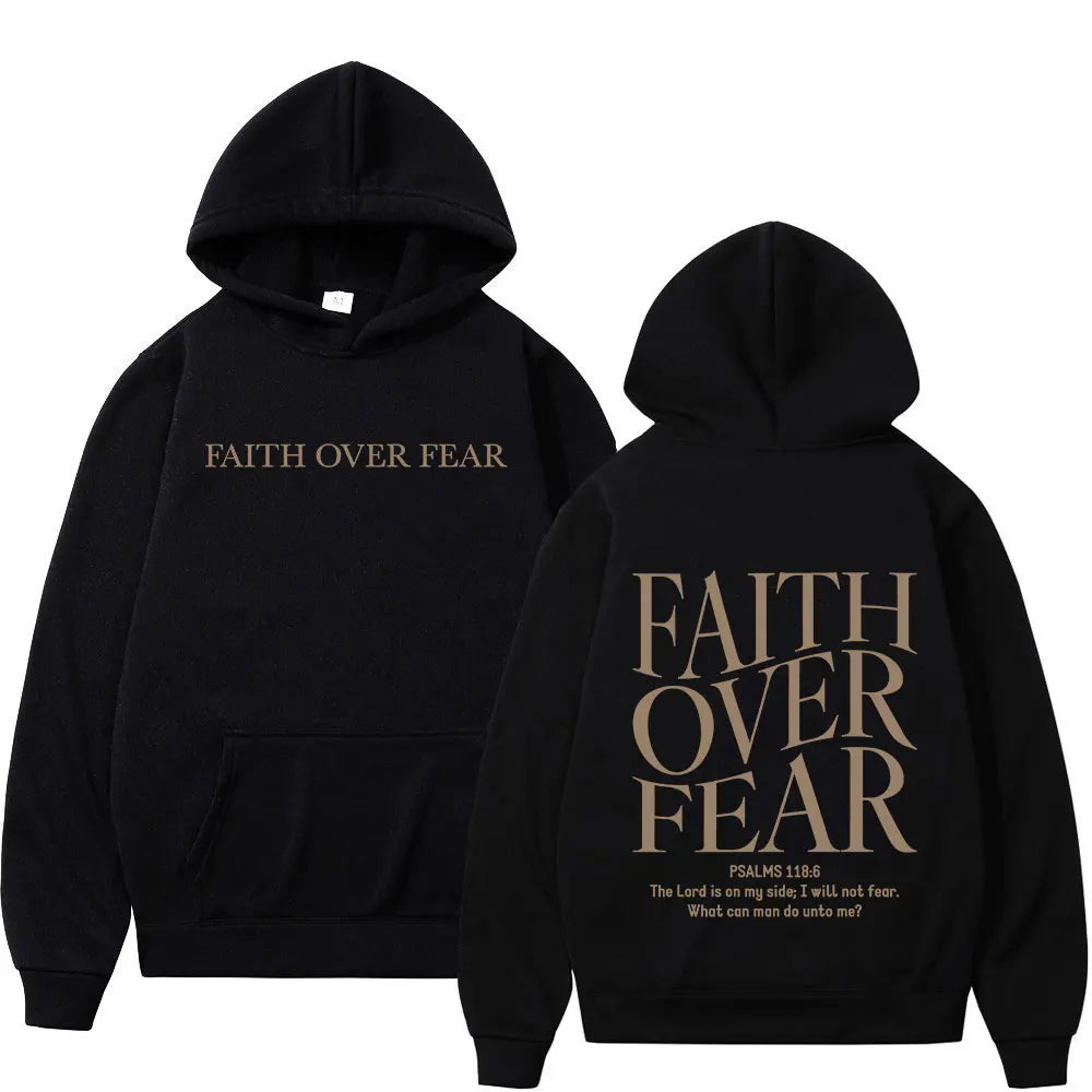 Faith over Fear Christian Hoodie for Autumn