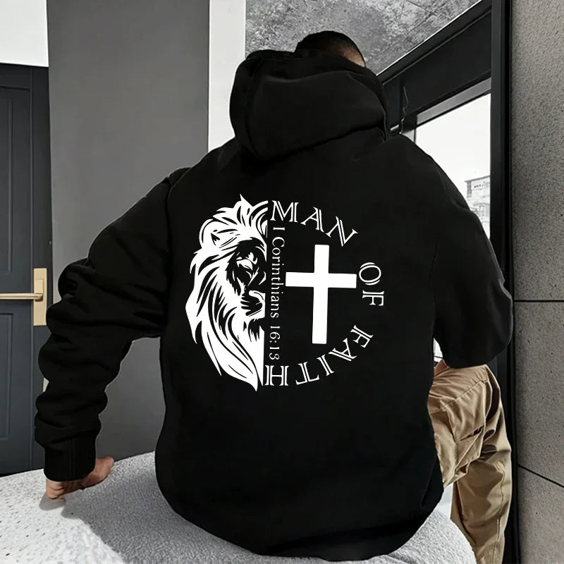 Man off Faith Lion Print Hoody Outerwear