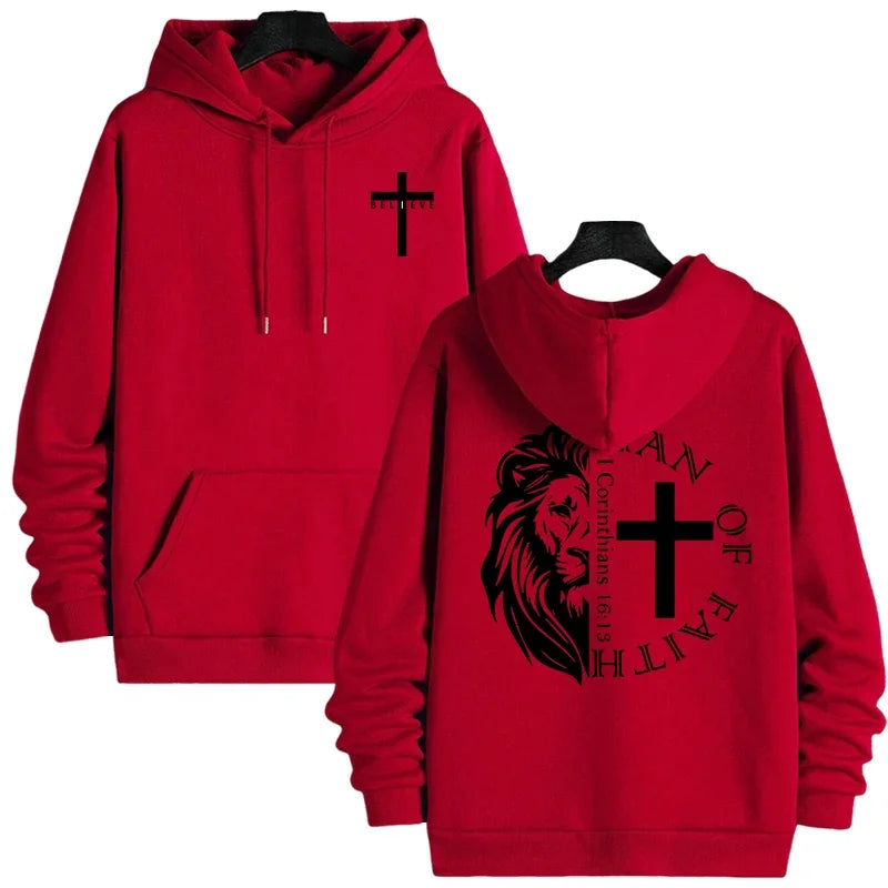 Man off Faith Lion Print Hoody Outerwear