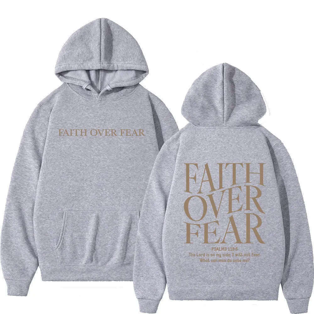 Faith over Fear Christian Hoodie for Autumn