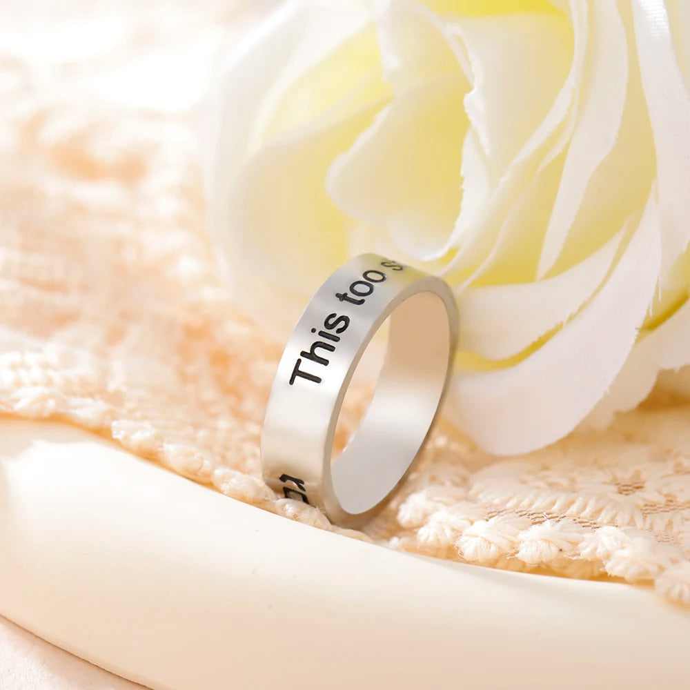 Hebrew Letter Ring “This Too Shall Pass” Bible Verse Blessing Ring Jewish Passover